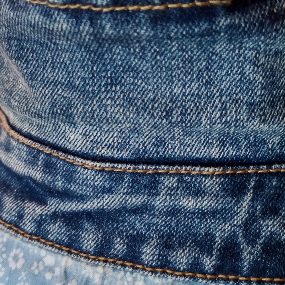 Anthropologie Blue Denim Jacket with White Crochet Hem - Picture 7 of 12